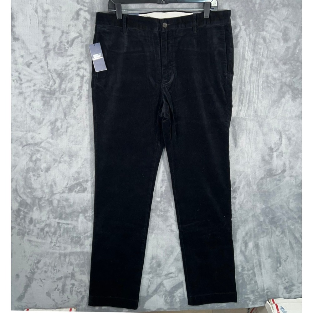 Polo Ralph Lauren Corduroy Chino Pants Mens 35x32 New Black Straight Slim Fit